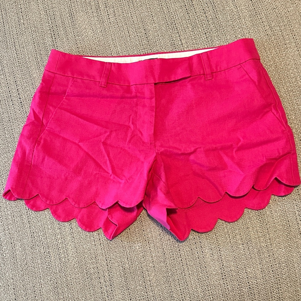 J. Crew High Waist Pink Scalloped Shorts